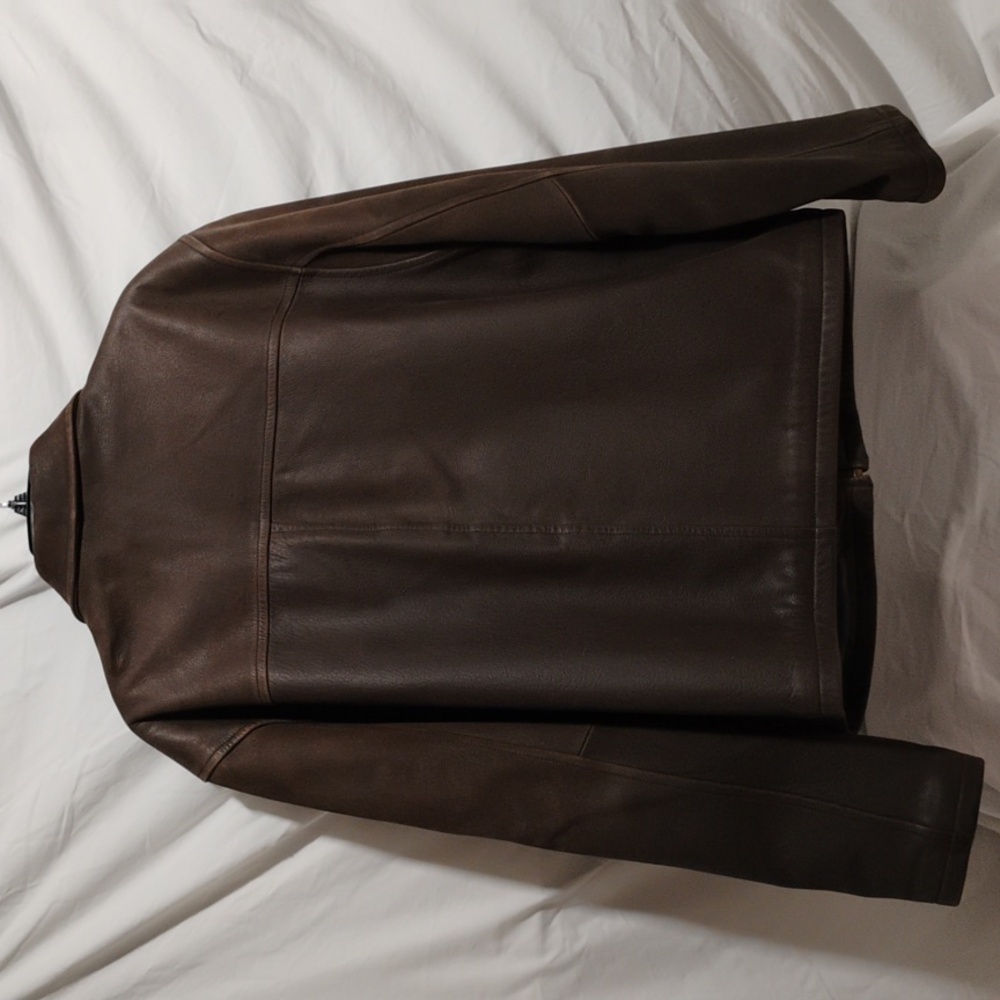 SALE! Columbia Men's Genuine Leather & Wool Blend Full Zip Up Coat Sz.L - Picture 7 of 16